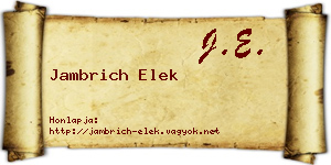 Jambrich Elek névjegykártya