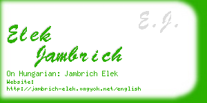 elek jambrich business card